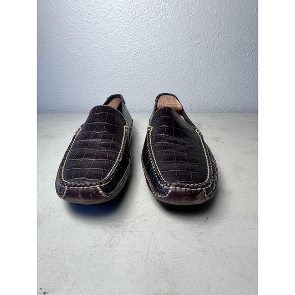 COLE HAAN Men\'s Brown 10.5M Croc Embossed Leather Driving Loafers main image 5